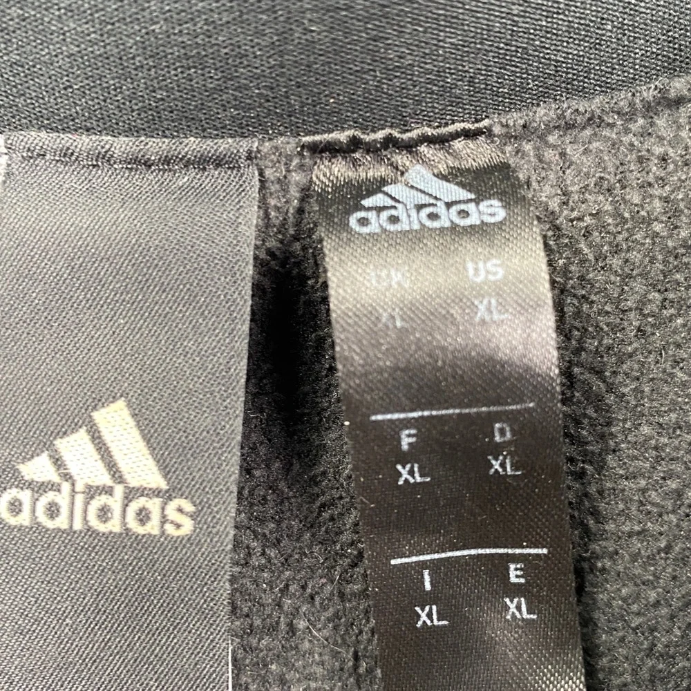 Adidas Windbreaker Jacket Mens XL Black Gold Fleece Lined Full Zip DX7717
